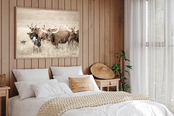 WATUSI LONGHORN COW PRINT OR CANVAS - FARMHOUSE DECOR