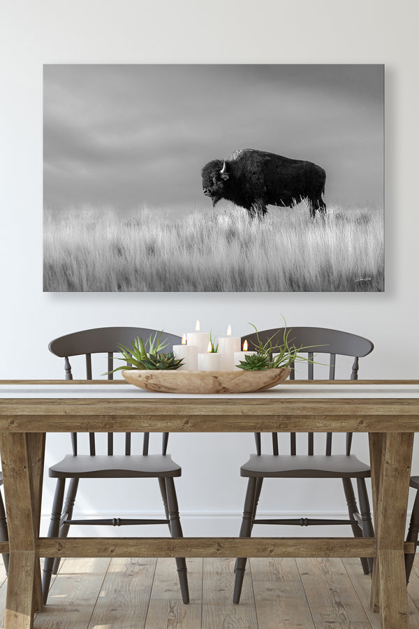 Minimalist Bison Wall Art Canvas