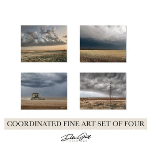 Moody Kansas Prairie Wall Art — Set of 4