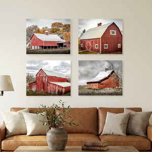 Red Barn Wall Art — Set of 4