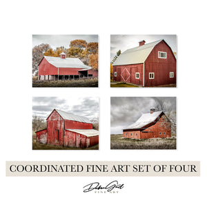 Red Barn Wall Art — Set of 4