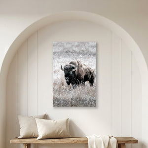 Vertical American Buffalo Canvas Wall Art | Iconic Bison Print