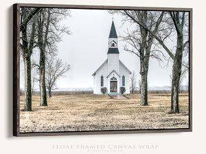 Vintage Country Church Wall Art  -  Rustic Farmhouse Fine Art Canvas Print