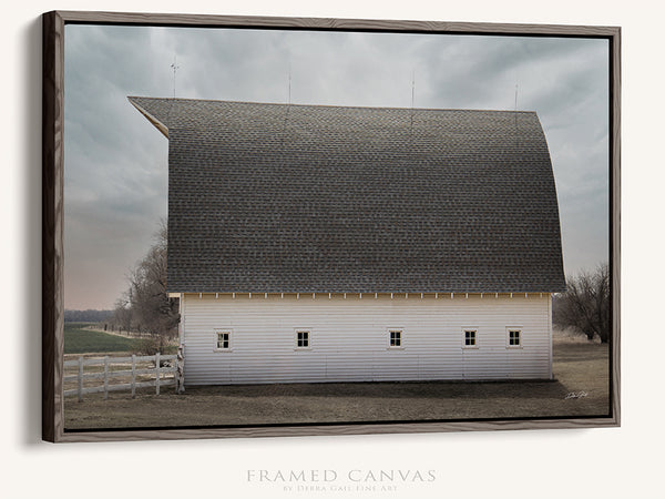 WHITE BARN WITH A GAMBREL ROOF - FARMHOUSE DECOR PRINT OR CANVAS