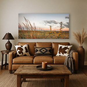 Flint Hills Prairie Panoramic Wall Art – Kansas Landscape Sunset Print