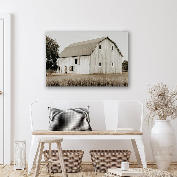 White Barn Fall Farmhouse Landscape Print No. 0538