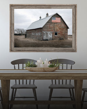 American Flag Barn Wall Art | Patriotic Rustic Farmhouse Canvas
