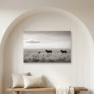 Black Angus Cattle Ranch Wall Art | Neutral Rustic Landscape Decor