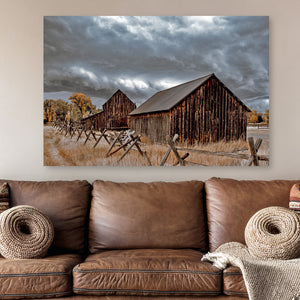 Rustic Barn Canvas Print | Farmhouse Wall Art with Autumn Tones Original Photography