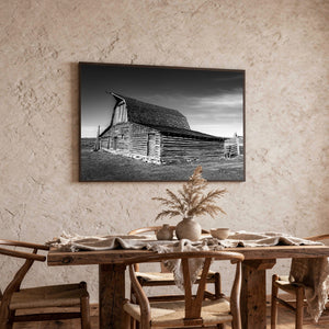 Mormon Row Barn Black and White – Historic Wyoming Western Wall Art