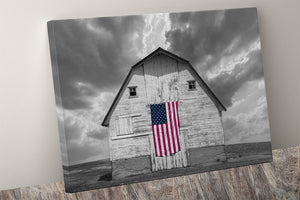 Rustic barn wall art – American Flag Kansas prairie fine art photography by Debra Gail Fine Art