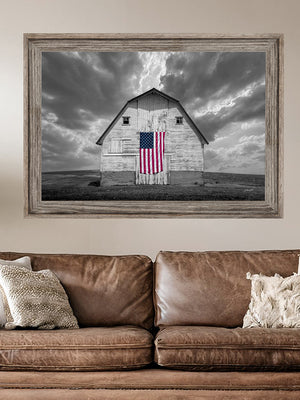 Rustic barn wall art – American Flag Kansas prairie fine art photography by Debra Gail Fine Art