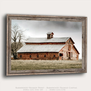 Rustic Red Barn Art Canvas Print | Kansas Americana Red Barn Landscape