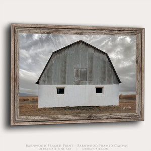 Kansas Prairie White Barn Photography Wall Art | Rustic Midwest Americana Country