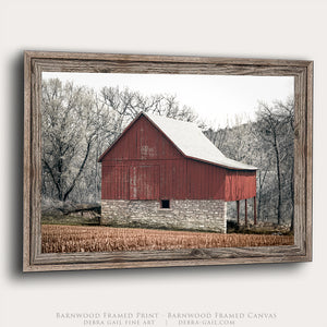 Rustic Red Barn Wall Art Picture | Kansas Vintage Country Farm Photography