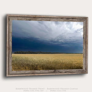 Kansas Storm Clouds Field Canvas Wall Art | Farmhouse Western Decor