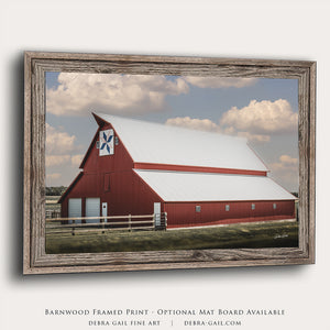 Red barn wall art – rustic Kansas prairie farmhouse photography print by Debra Gail Fine Art