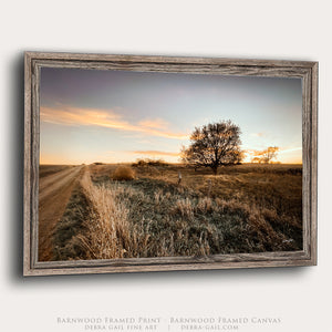 Prairie Sunset Canvas Wall Art | Kansas Flint Hills Rustic Landscape Print