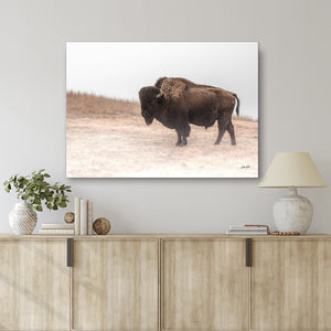 Foggy Bison Wall Art – Rustic Western Wildlife Print