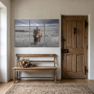 Bison Triptych Wall Art | Three-Panel Western Canvas Statement Set