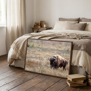 Bison Wall Art | Western & Rustic Warm Fine Art Buffalo Canvas and Prints
