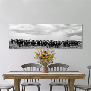 Black Angus Wall Art | Panoramic Cattle Ranch Landscape