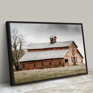Rustic Red Barn Art Canvas Print | Kansas Americana Red Barn Landscape