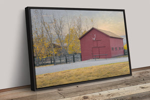 Red Wyoming Barn Wall Art – Rustic Western Farmhouse Landscape Print