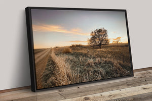 Prairie Sunset Canvas Wall Art | Kansas Flint Hills Rustic Landscape Print