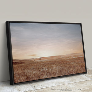 A black framed flint hills Kansas landscape canvas print by Debra Gail