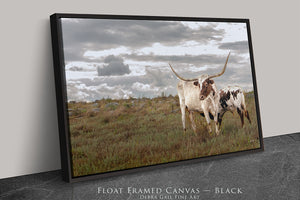 Longhorn Canvas Wall Art – Texas Longhorn Art Rustic Western Decor Print