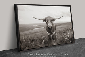 Texas Longhorn Wall Art - Rustic Western Cattle Print on Archival Quality Paper