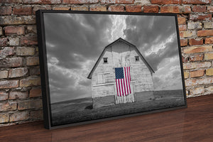 Rustic barn wall art – American Flag Kansas prairie fine art photography by Debra Gail Fine Art