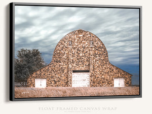 Old stone barn wall art – rustic Kansas prairie farmhouse photography print by Debra Gail Fine Art