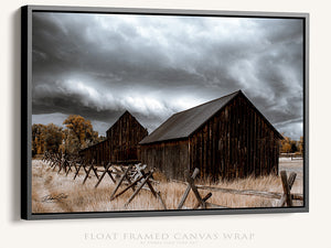 Old barn wall art – winter farmhouse fine art print by Debra Gail Fine Art