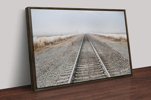 Railroad wall art – train track landscape photography by Debra Gail Fine Art