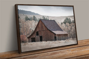 Western Barn Wall Art – Rustic Farm Landscape Print