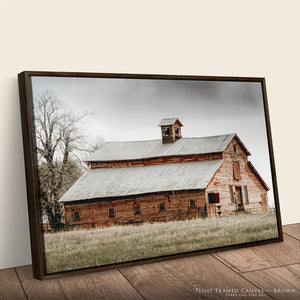 Rustic Red Barn Art Canvas Print | Kansas Americana Red Barn Landscape