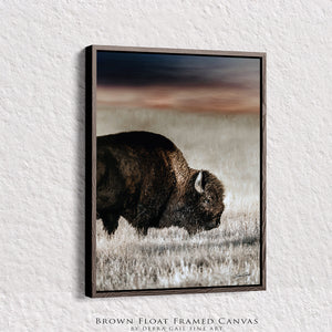 Vertical Bison Canvas Wall Art | Iconic American Buffalo Print
