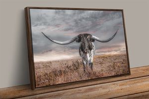 Texas Longhorn Wall Art | Huge Horns Rustic Western Canvas Print