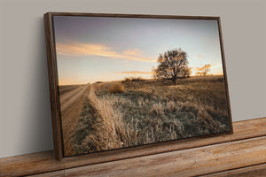 Prairie Sunset Canvas Wall Art | Kansas Flint Hills Rustic Landscape Print