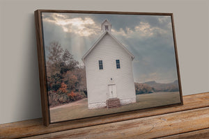 Boxley Baptist Church Wall Art – Fine Art Rural Landscape Print | Peaceful Ozark Hills Decor