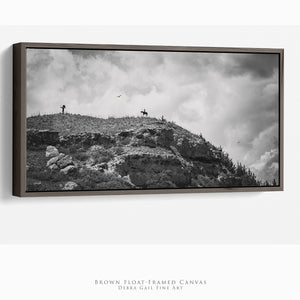 Echoes of Battle Canyon | Black & White Panoramic Wall Art