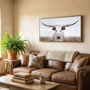 Texas Longhorn wall art – panoramic fine art photography by Debra Gail