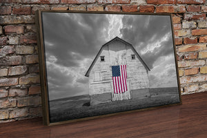 Rustic barn wall art – American Flag Kansas prairie fine art photography by Debra Gail Fine Art