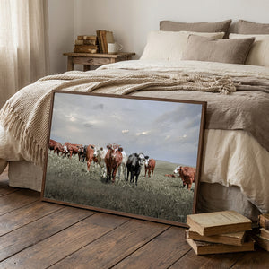 Cattle Art Print | Farmhouse Cattle Canvas - Rustic Farmhouse Wall Art Decor