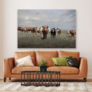 Cattle Art Print | Farmhouse Cattle Canvas - Rustic Farmhouse Wall Art Decor
