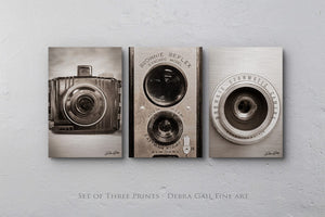 Vintage camera collection canvas fine art print Debra Gail