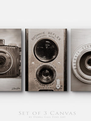 Vintage camera collection canvas fine art print Debra Gail