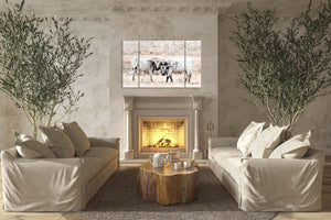 longhorn split canvas wall art – rustic farmhouse triptych